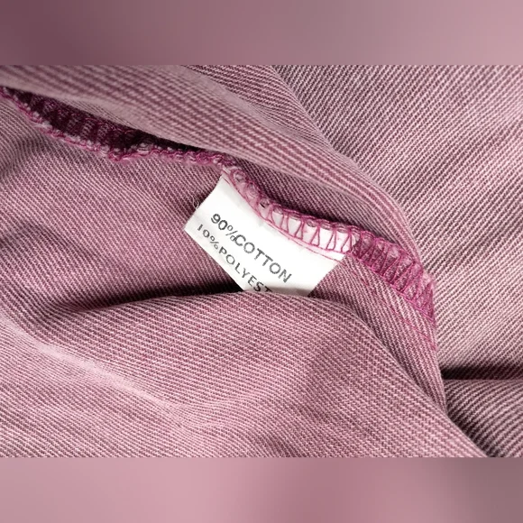 Chic Soul Ruffled Tiered Button Up Dress Plus 1X Mauve Pink Denim Jean Casual - Picture 3 of 7